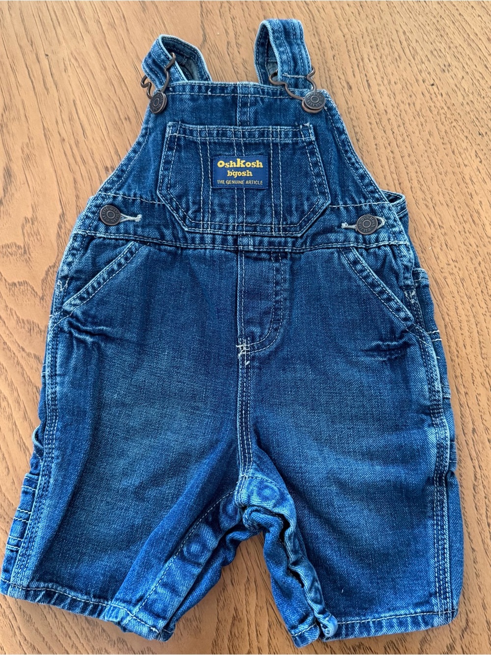 Vintage OshKosh B’gosh Blue Denim Baby Overalls 3 Mos Snap Crotch USA Era